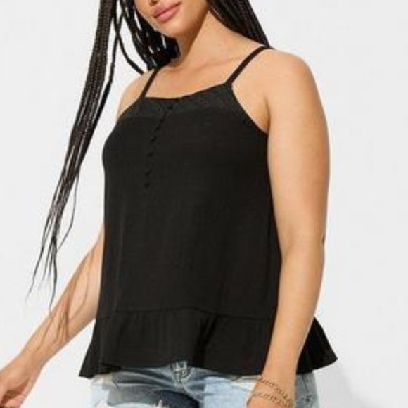 ❤️NWT VINTAGE TORRID CAMI - BLACK WOVEN EYELET SWING TANK - PLUS SIZE - Picture 12 of 14